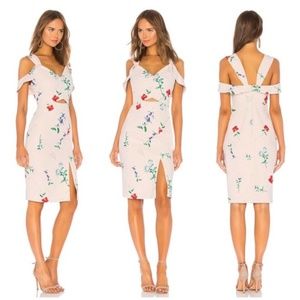 Elliatt Archibald Floral Midi Dress x Revolve in Pink Nude sz M